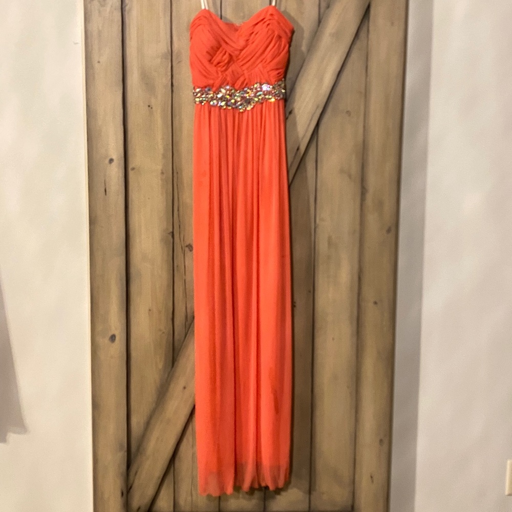 Coral Jewel Strapless Prom Dress size 5